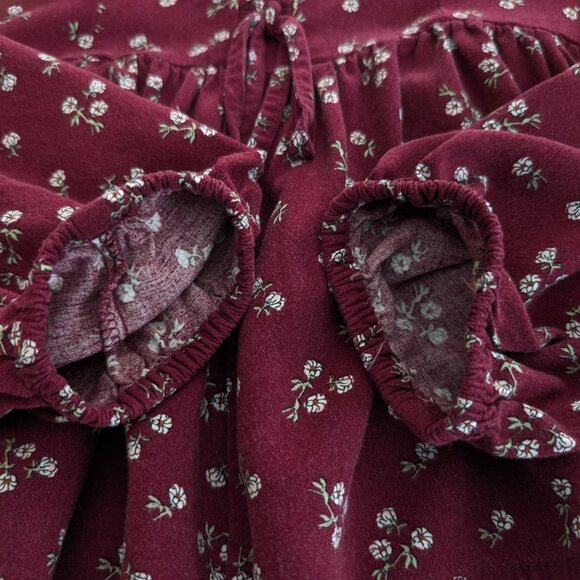 AEROPOSTALE Top Women's S Burgundy Floral Corset Babydoll Pullover Long Sleeve - Picture 8 of 16